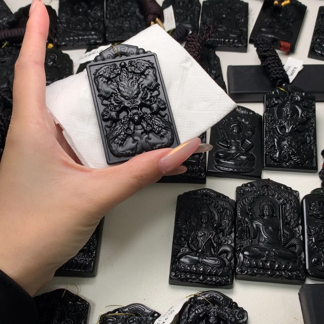 天然缅甸a货钢琴黑挂件