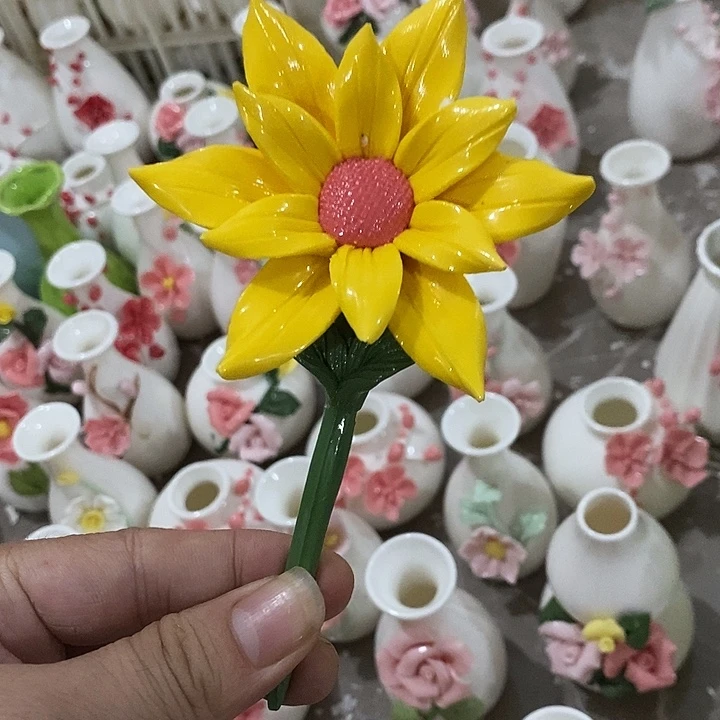 瓷片纯手工陶瓷花摆件瑕