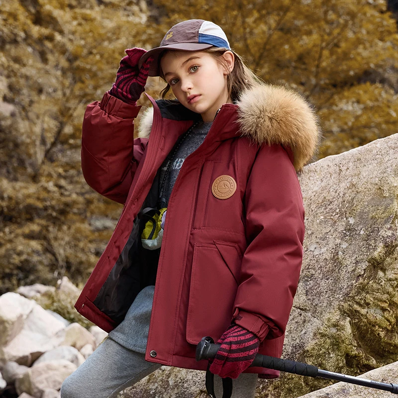 儿童羽绒服2025新款男女童大毛领中大童白鸭绒亲子青少年冬装外套