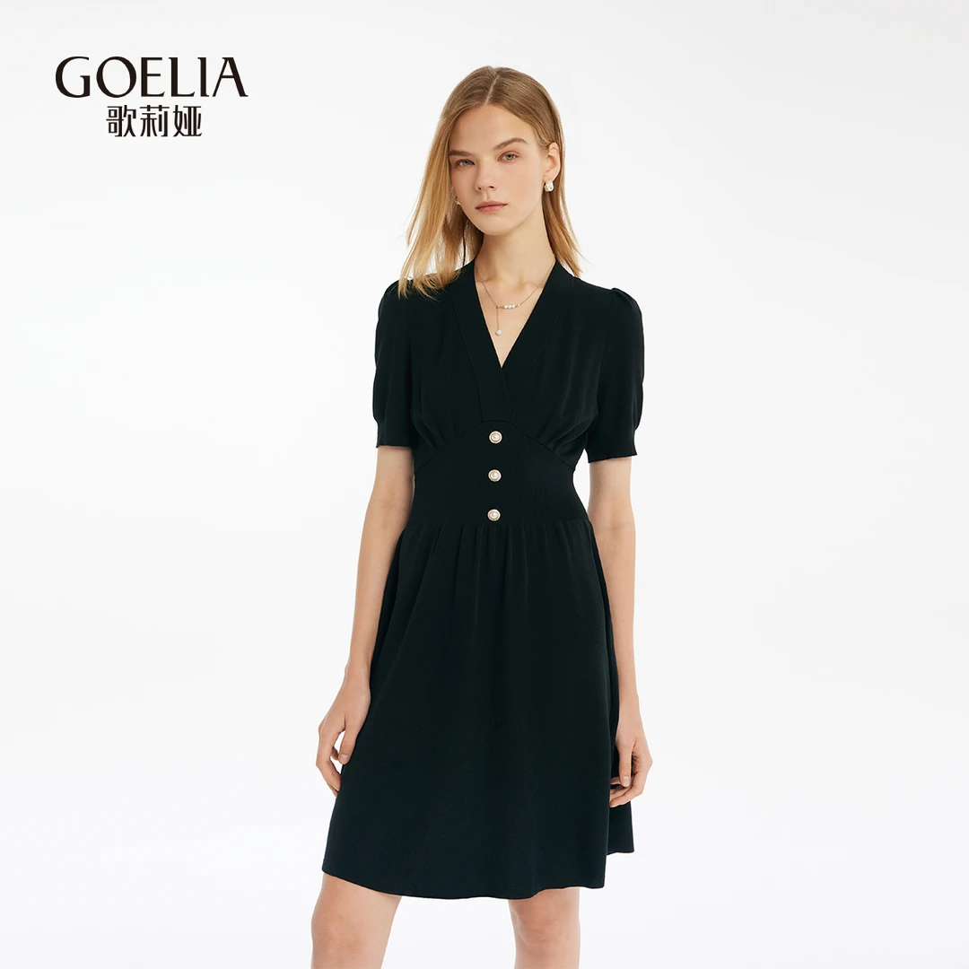 【视屏同款】歌莉娅 夏季新品  V领连衣裙  1C4C4G5P0