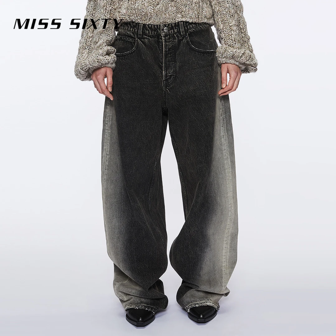 Miss Sixty牛仔裤女低腰阔腿裤渐变色小众复古设计感