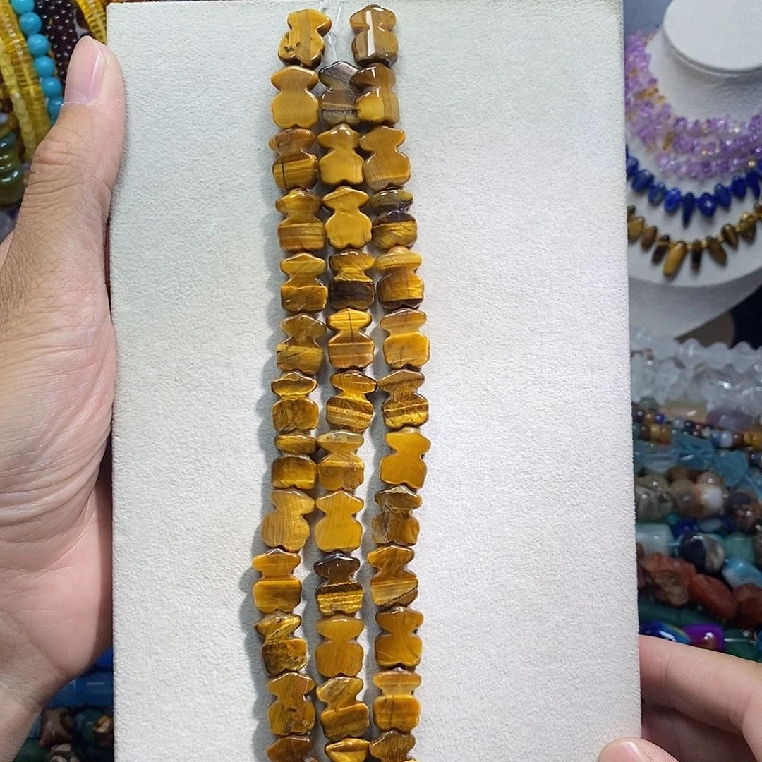 石英质玉未镶嵌，虎眼小熊仔12mm13颗，