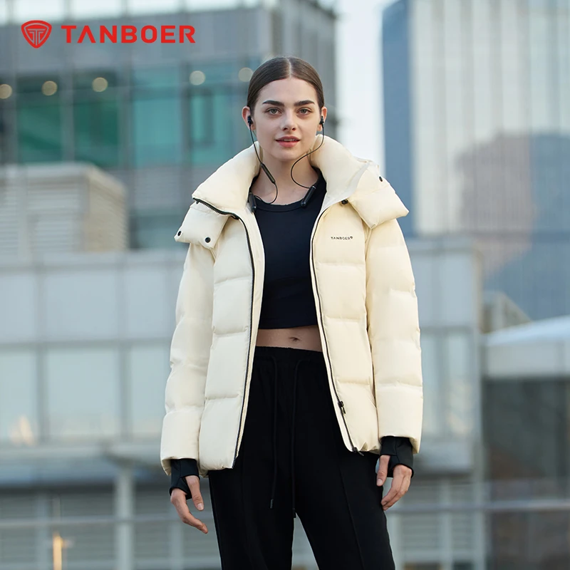 坦博尔欧若风羽绒服女士连帽短款运动休闲户外轻便冬季外套332Z