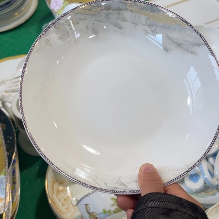 瓷片海岸八寸深盘四个微瑕