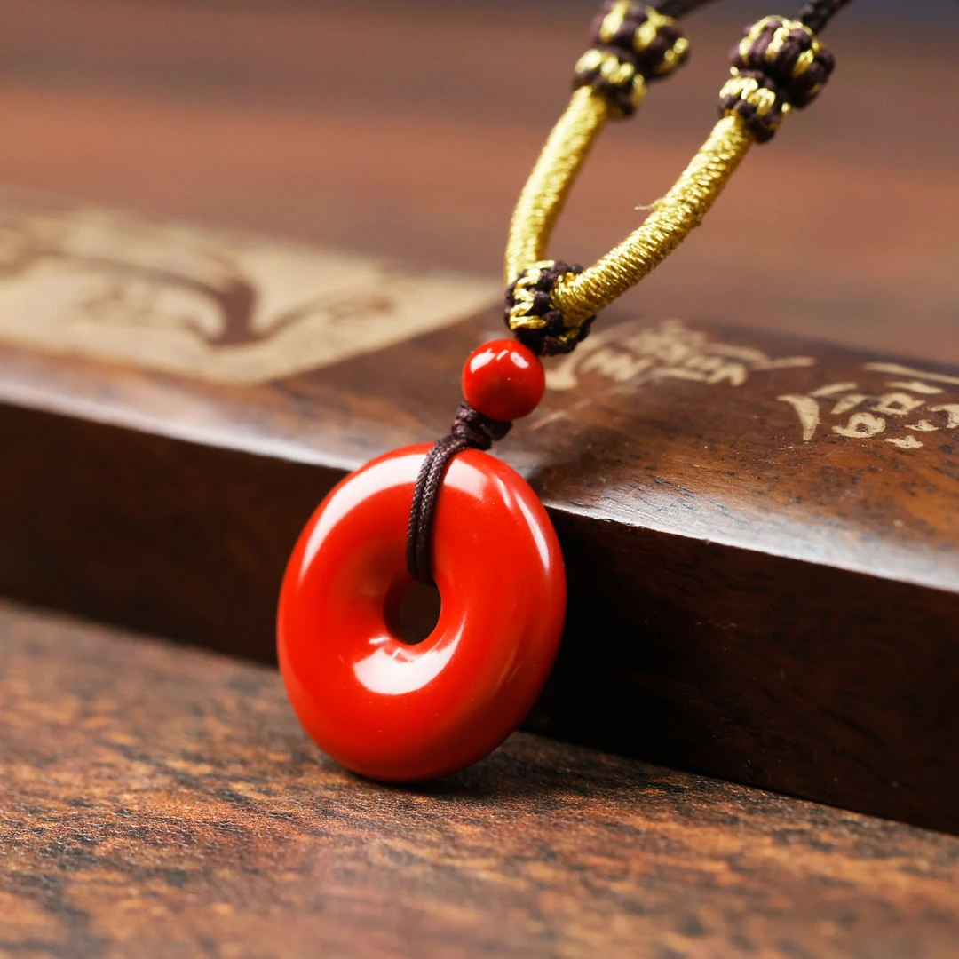 含辰砂工艺品Y【平安扣 扣平安】灵丹出品高含量朱砂吊坠