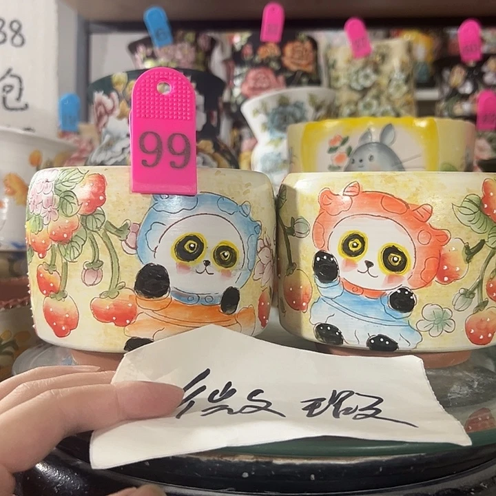 满38包邮 景德镇手绘花盆