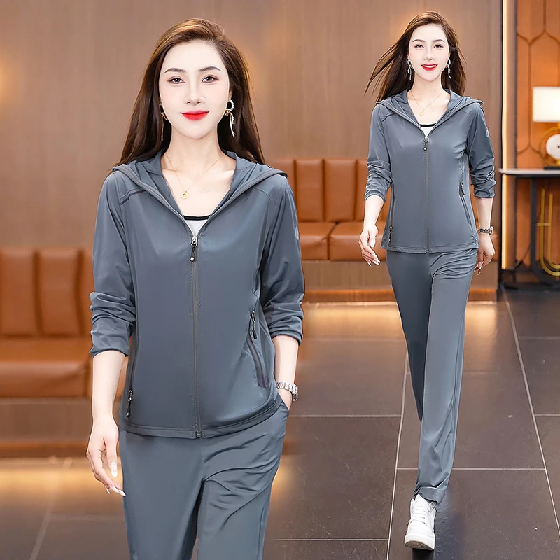 冰感防晒衣套装女夏季薄款2025新款防紫外线透气冰丝防晒服两件套