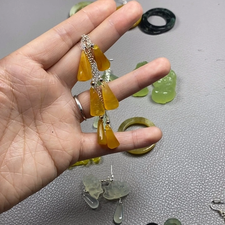 蛇纹石玉未镶嵌挂件耳饰耳环项链