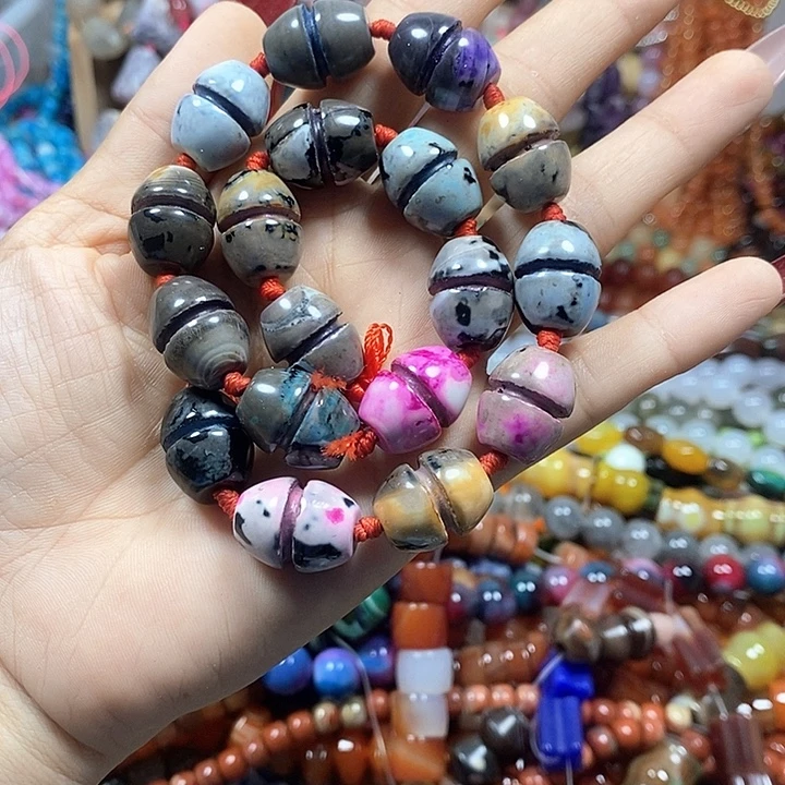 玛瑙/玉髓未镶嵌珠宝半成品火玛瑙桶珠