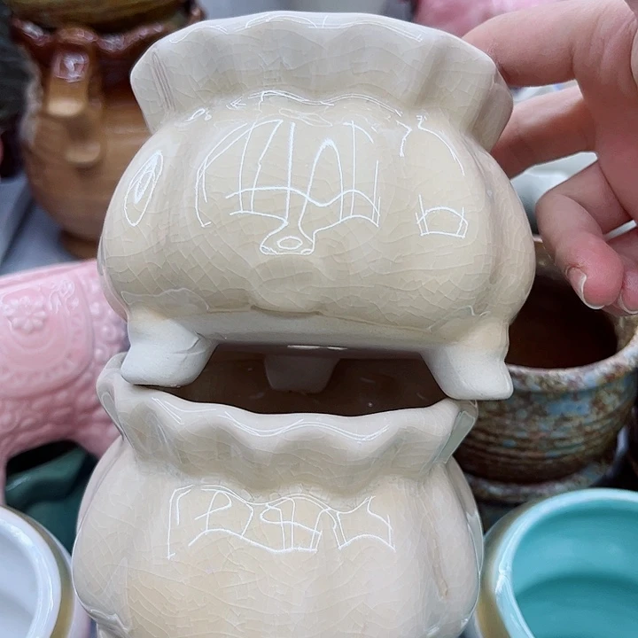 多肉绿植陶瓷花盆9.9包邮，有孔