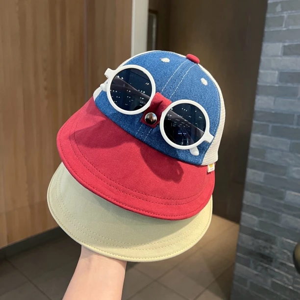 【酷感拉满】儿童墨镜大檐鸭舌帽夏季网眼防晒帽男女童潮酷出街BI备