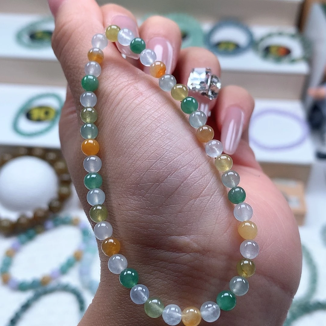 翡翠未镶嵌手串多宝4.4