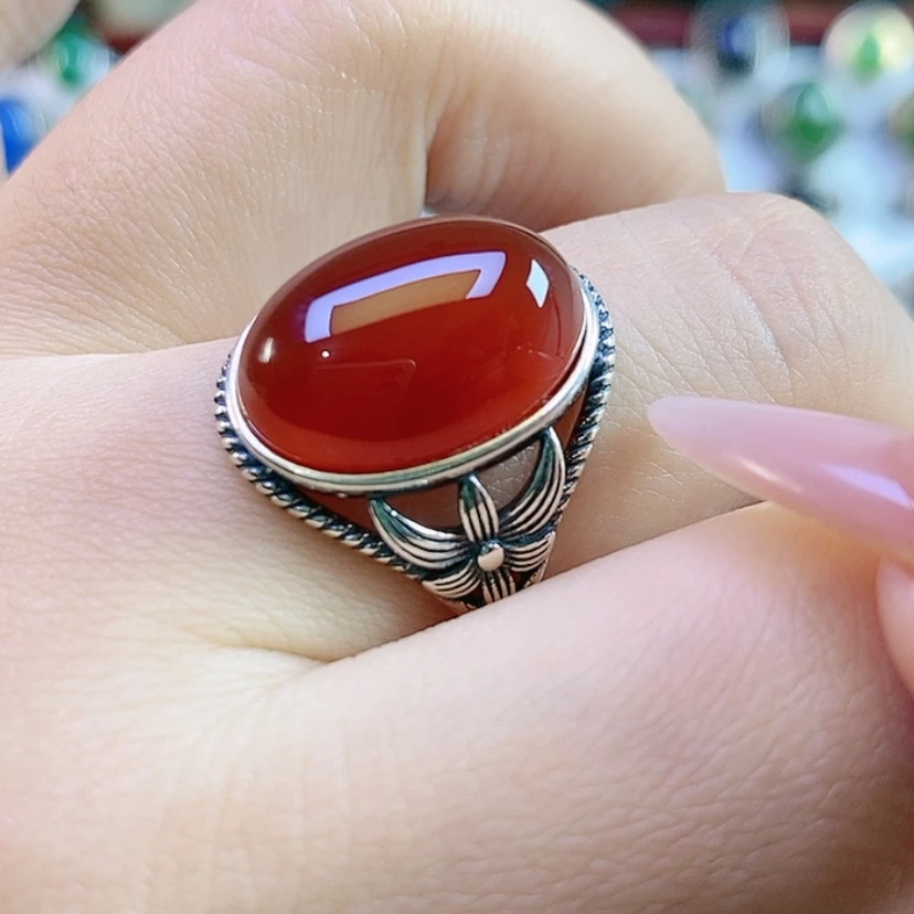 【闪购商品】银S925镶嵌戒指玛瑙/玉髓