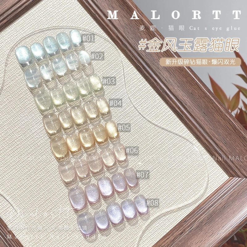 麦鹿猫眼 金风玉露 爆闪碎钻双光猫眼胶彩色猫眼甲油胶日式罐装胶