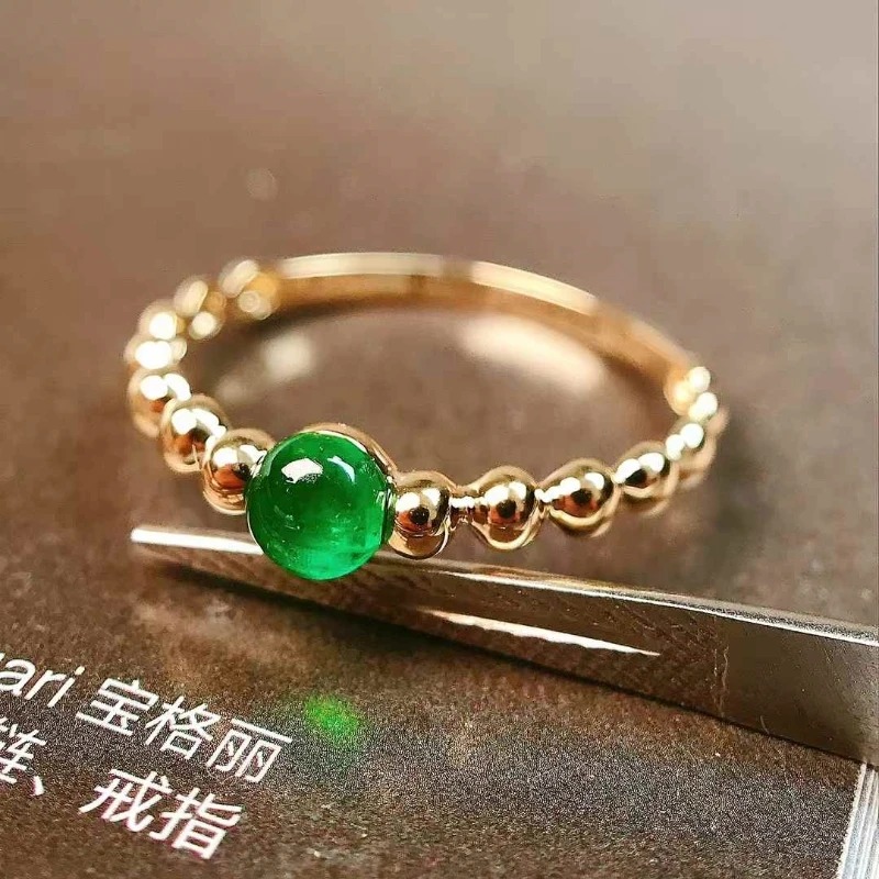 8囍珠宝 18k金 0.34ct 祖母绿戒指 潘杰希尔 简约百搭 精致仙气