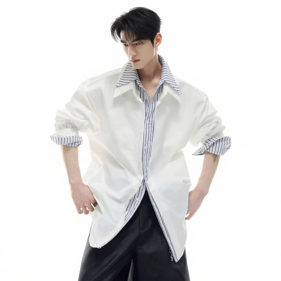 ArguE CulturE海岛热恋 小众条纹撞色衬衫假两件拼接设计感上衣