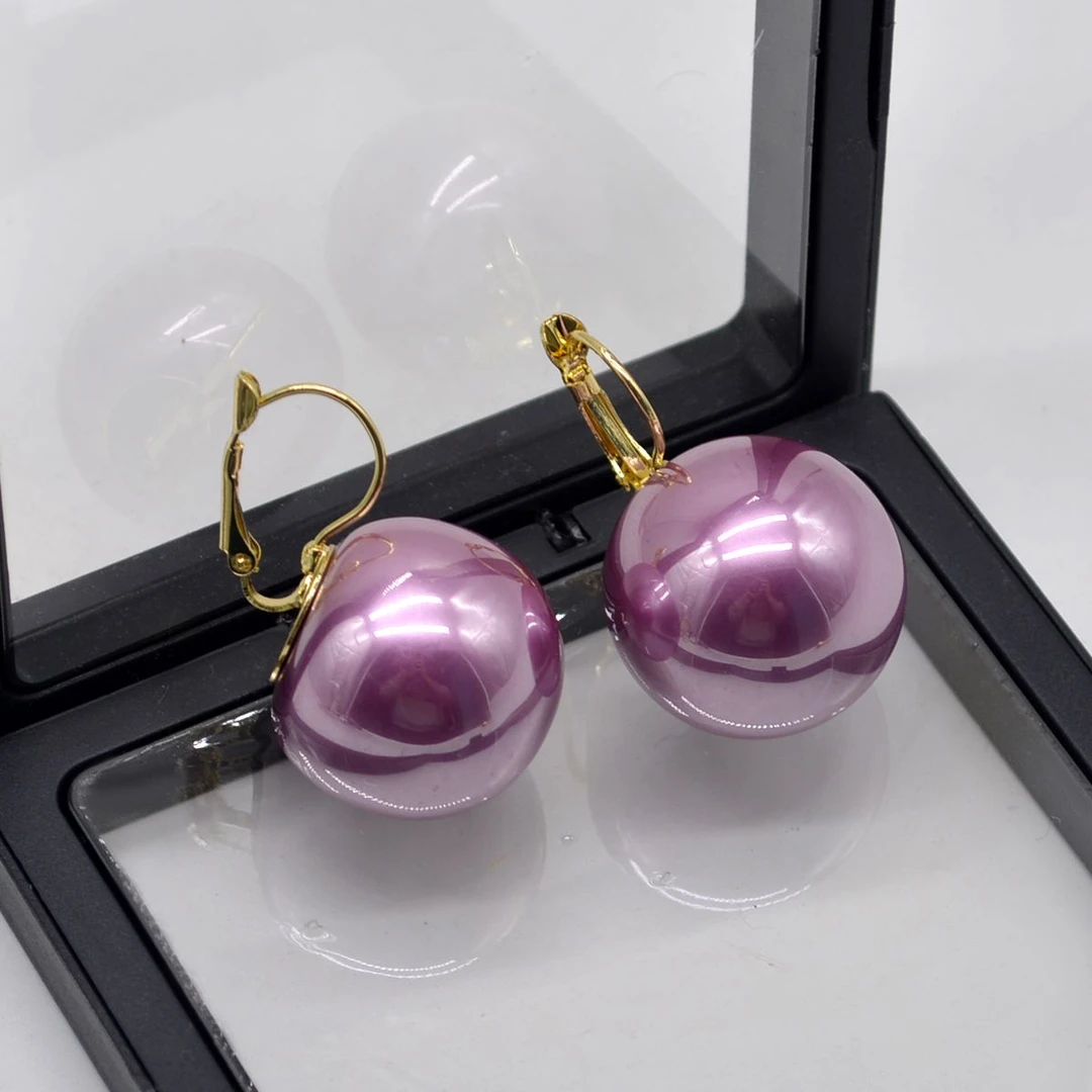 铜合金 亚克力 港风复古夸张耳扣式耳环女小众独特紫色 5035