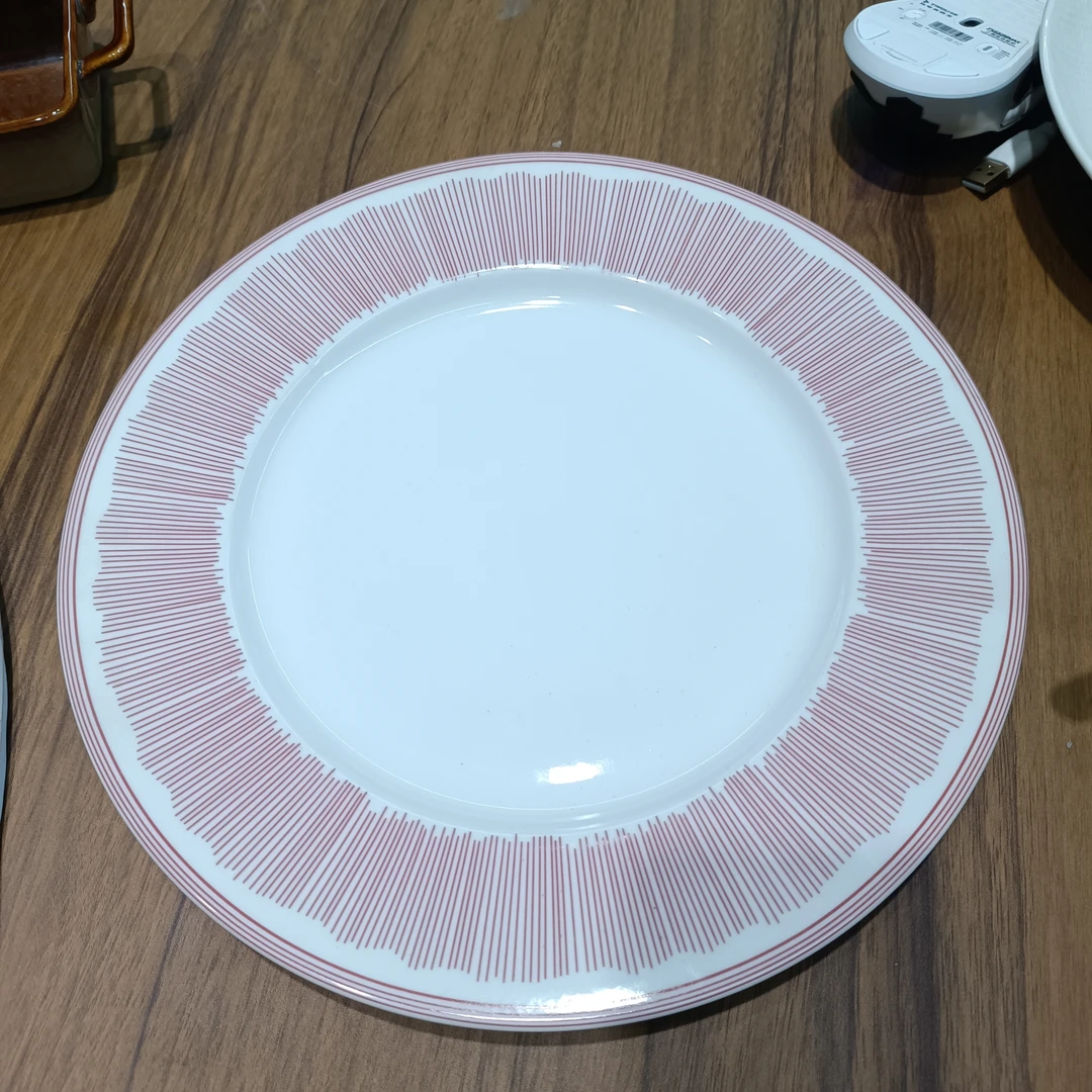 D033 微瑕 红色细条纹12寸平盘