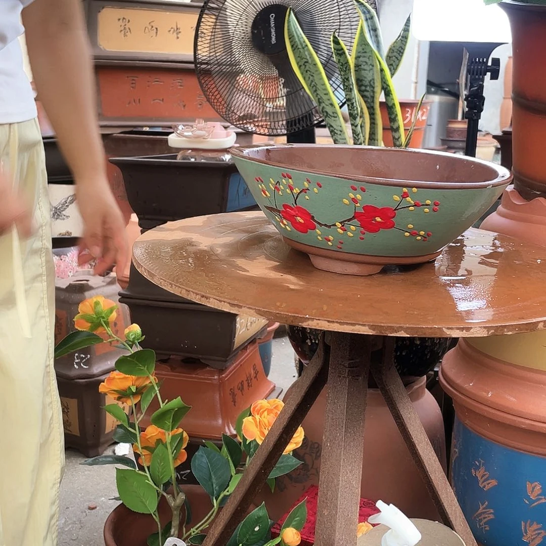 绿斗盆点菜中号花盆紫砂花盆