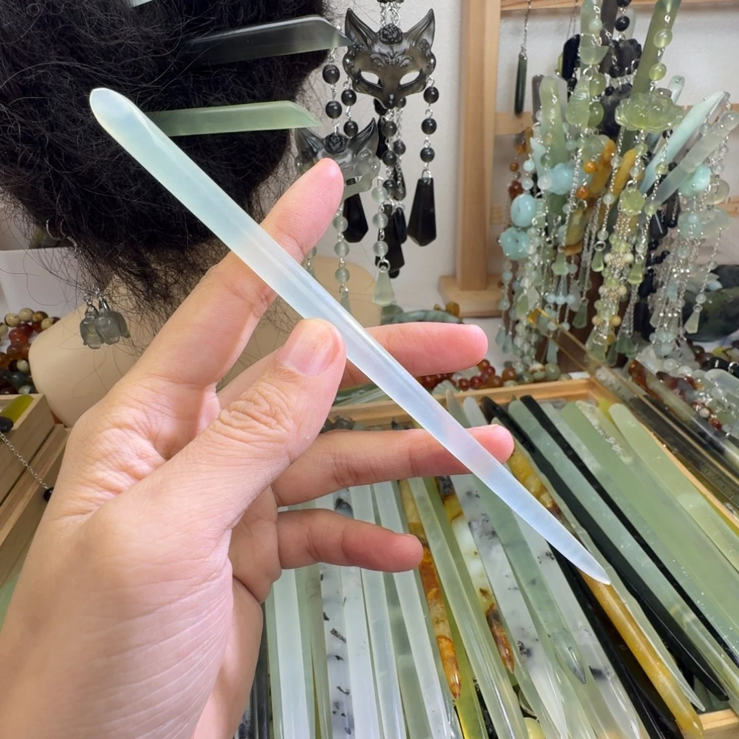 蛇纹石玉合金发饰长度17