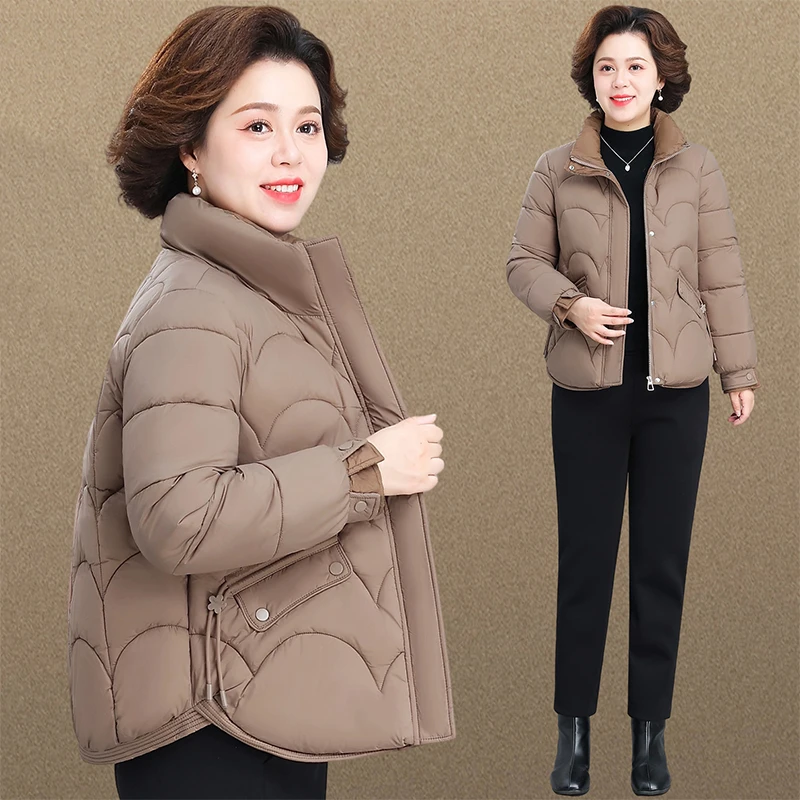 妈妈冬装羽绒棉服洋气短款棉袄2025新款中老年秋冬时尚棉衣外套女