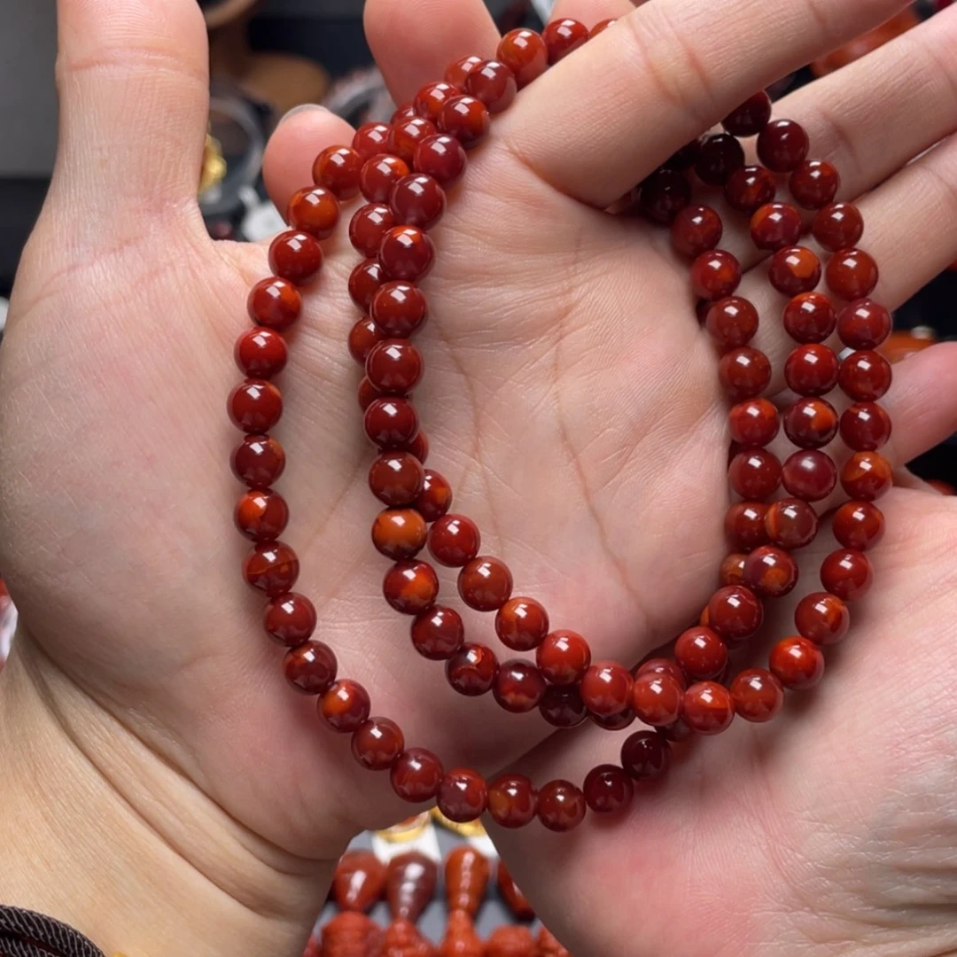 【闪购商品】未镶嵌7mm收藏级牛血锦红多圈南红玛瑙