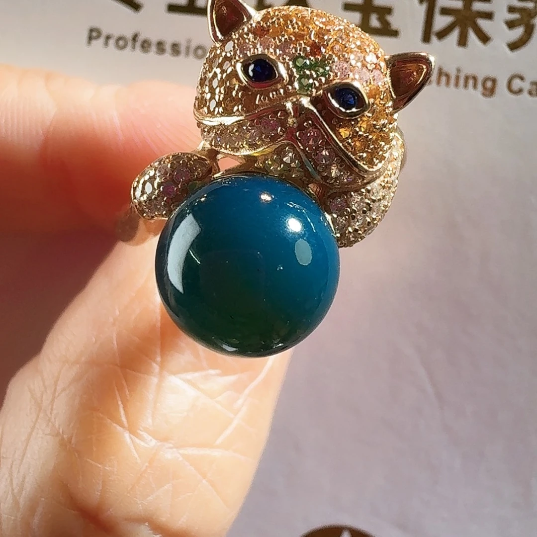 琥珀银S925镶嵌戒指多米尼加