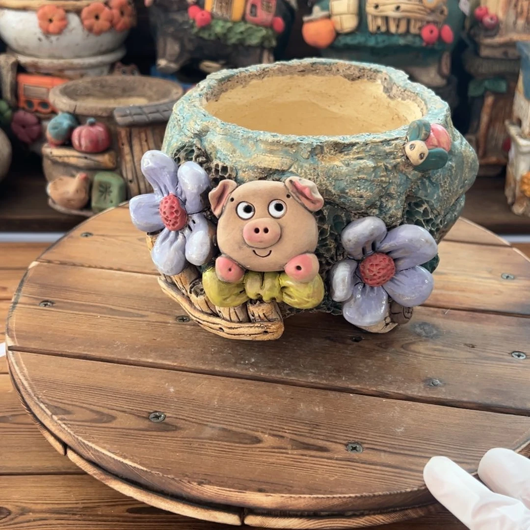 红陶嘻哈多肉花盆