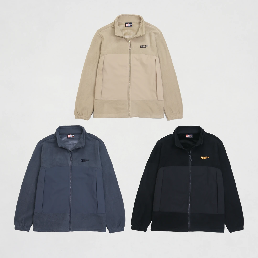 【道格拉斯】黑灰卡其色抓绒保暖秋冬休闲简单立领外套夹克DD8581