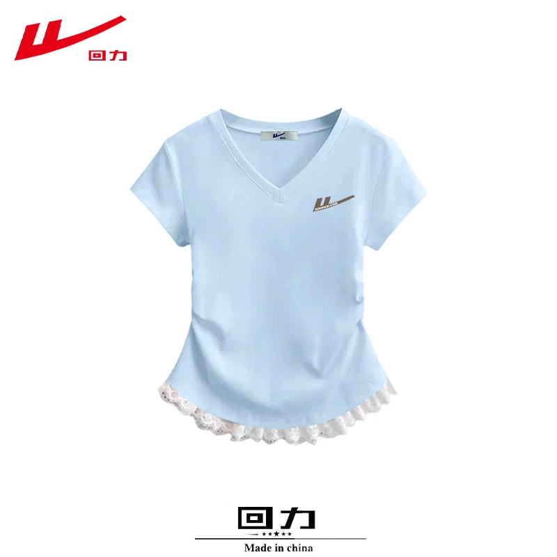 回力夏季高级夏装棉短袖T恤甜美2025新款女修身短款辣妹多巴胺