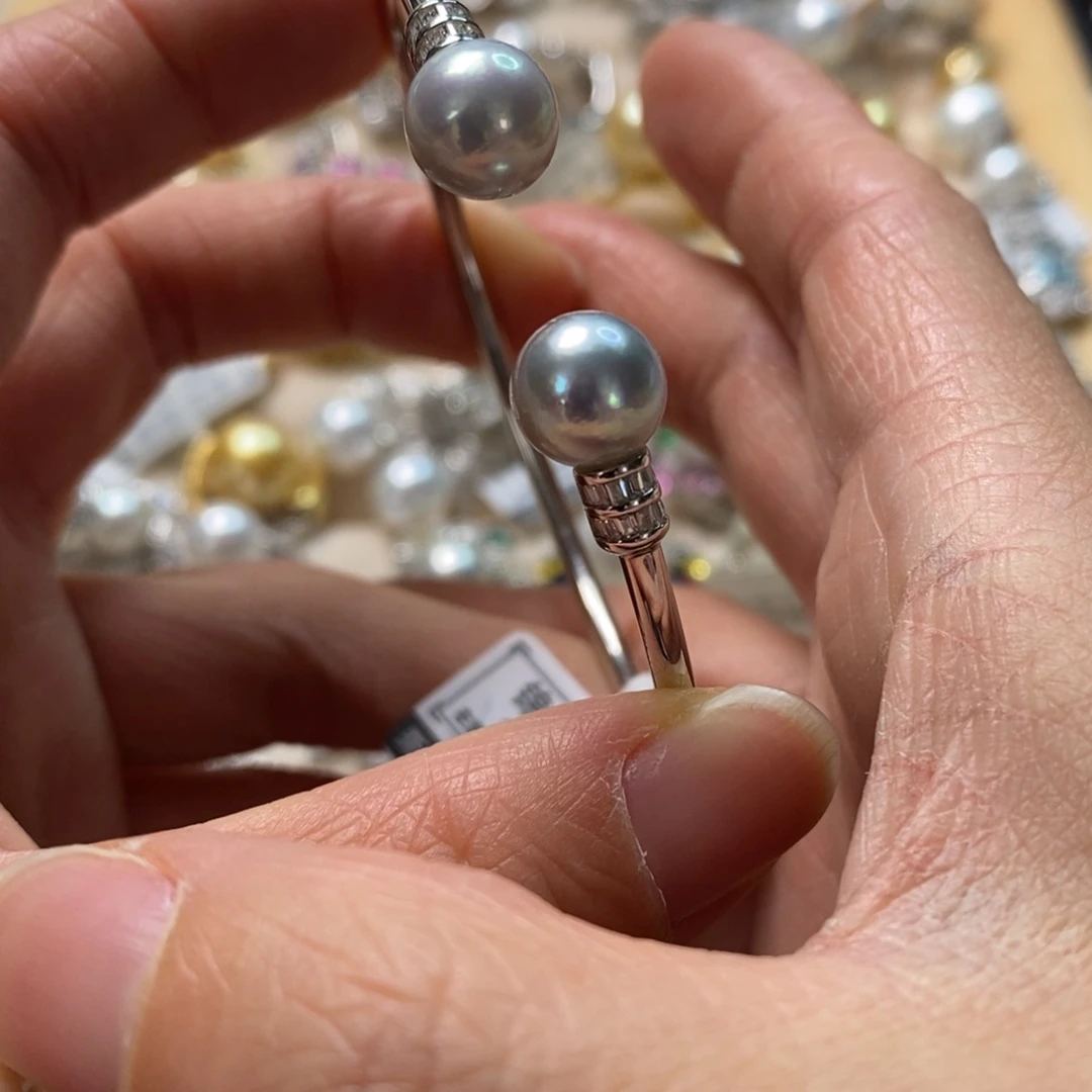 海水珍珠手镯银S925镶嵌