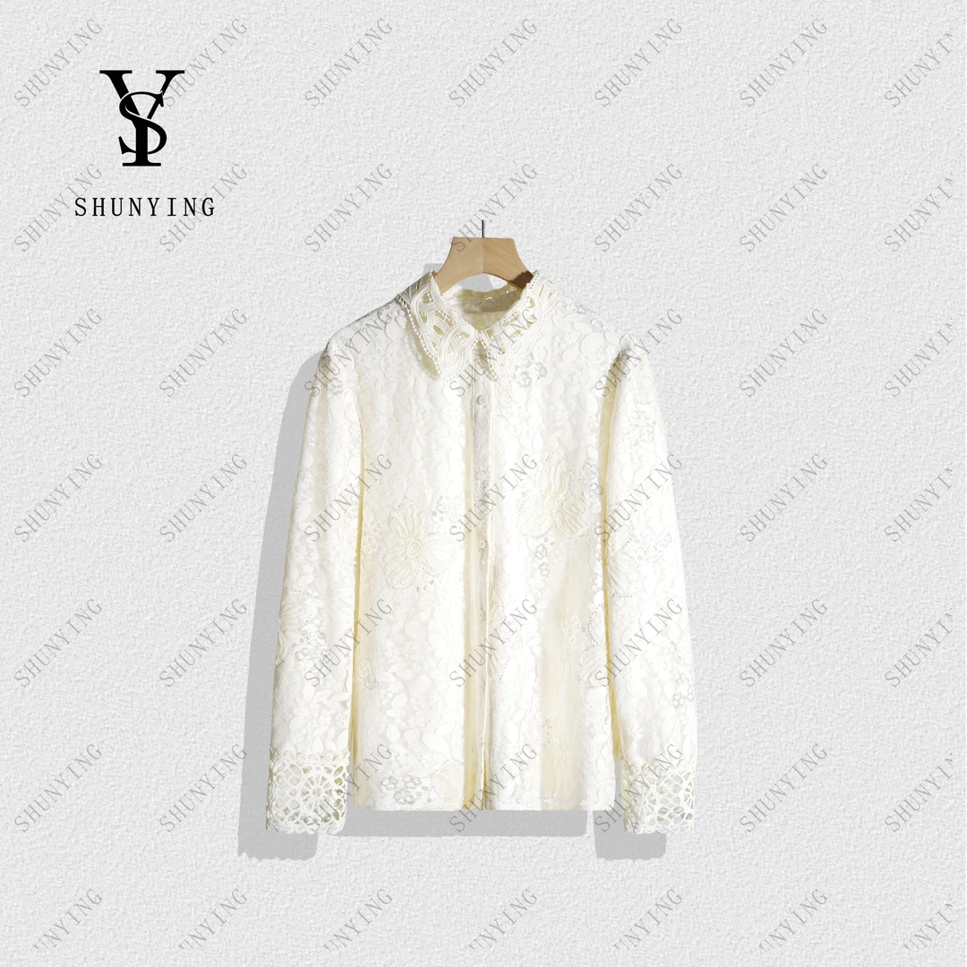 【顺瀛】减龄精致~高级感时尚重工钉珠百搭洋气衬衫SY66C312