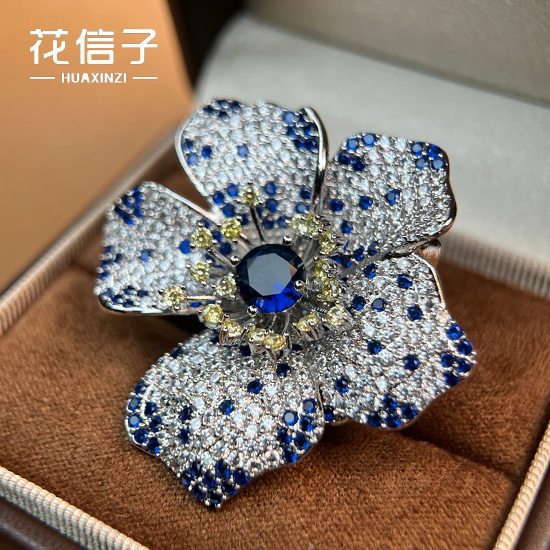 铜合成锆石胸针 6751 浪漫花朵 双11新品新配色高档奢华西装胸花