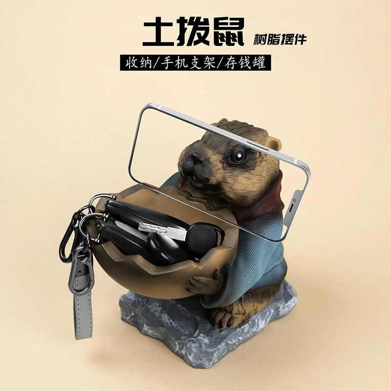 哪吒2爆款2025年新款土拨鼠存钱罐可爱树脂生肖收纳摆件玄关桌面