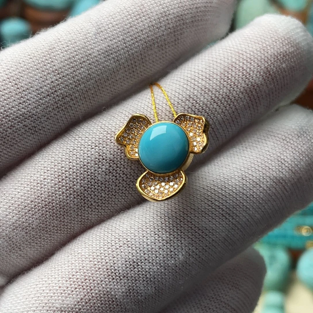 绿松石珠宝奇石18K金镶嵌