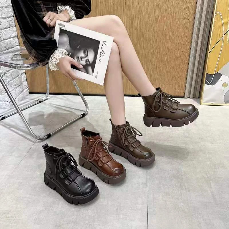 巴黎同款欧洲站厚底松糕底马丁靴2023-5A