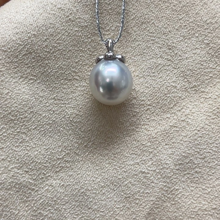 吊坠(不含链)银S925镶嵌海水珍珠10mm 35号