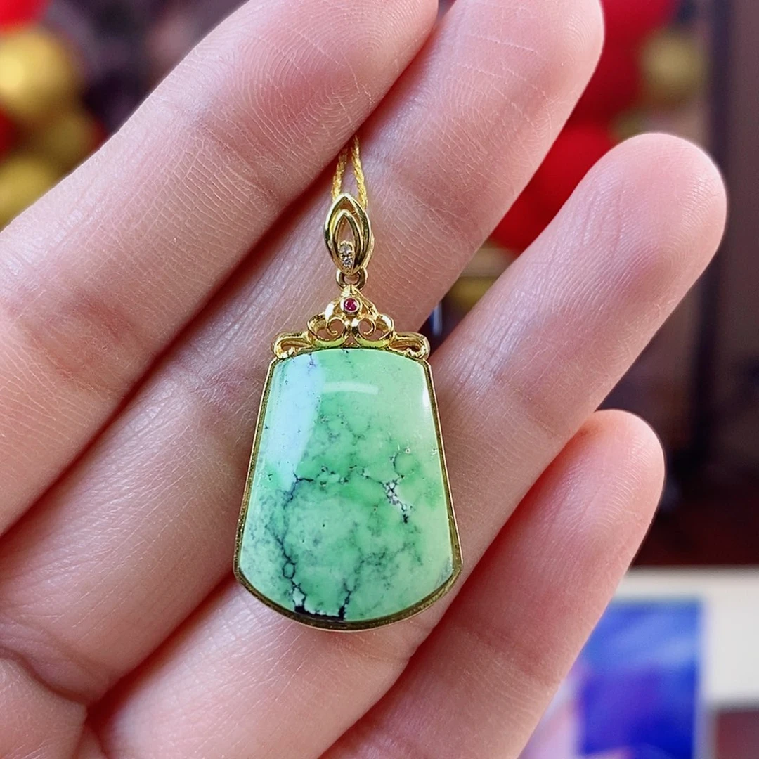 绿松石18K金镶嵌珠宝奇石