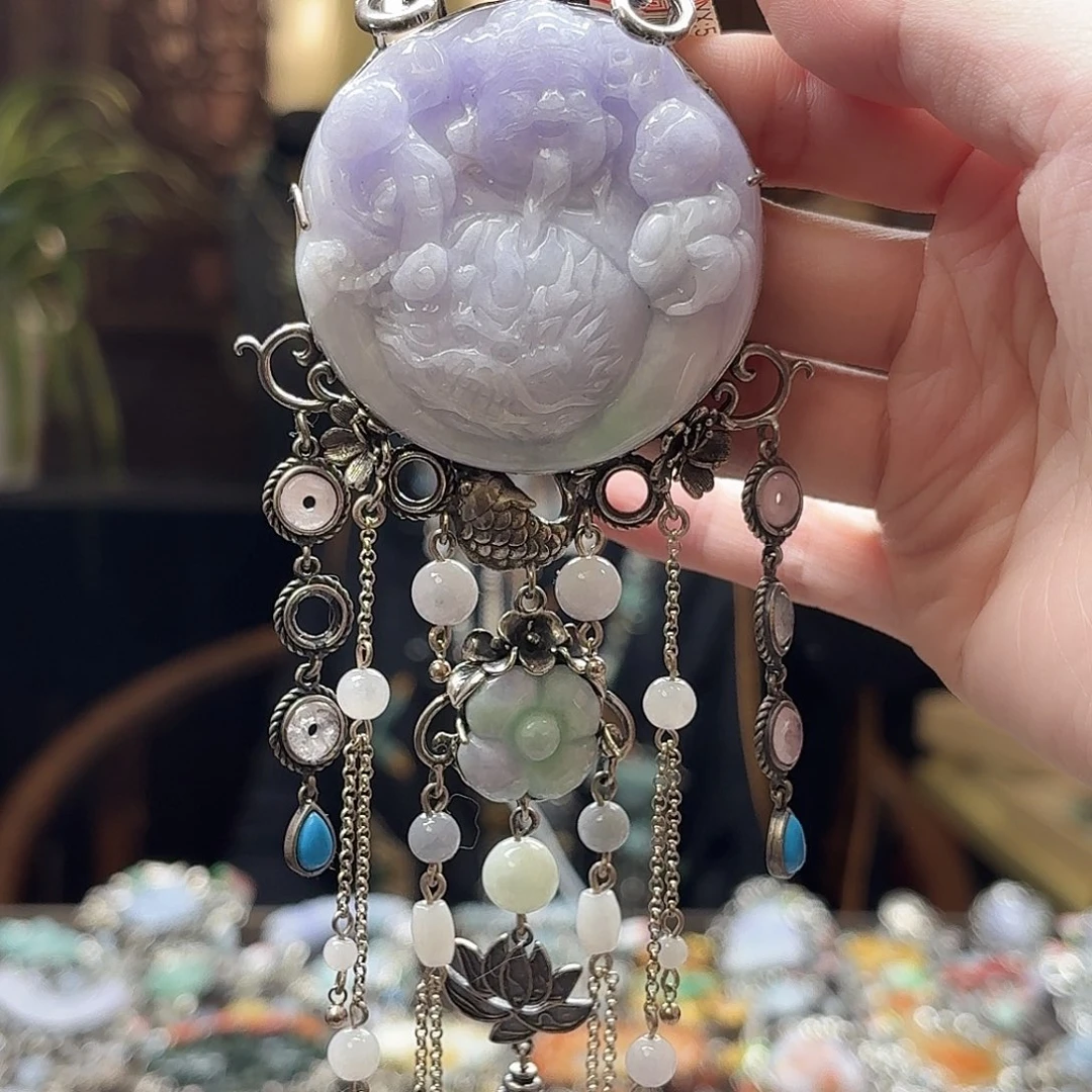 翡翠银S925镶嵌吊坠(不含链)吊坠