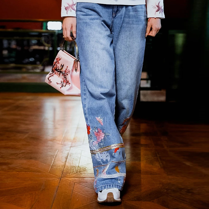 复古日记2025新款百搭新中式牛仔裤25EK209