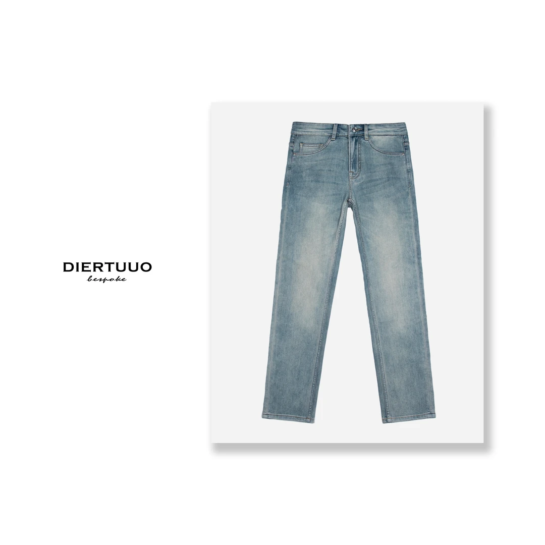 DIERTUUO迪途-2410男士复古蓝色直筒修身时尚百搭水洗潮流牛仔裤