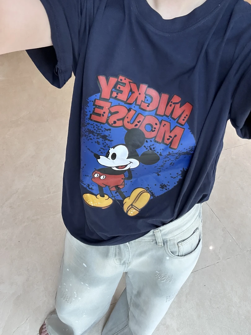 夏季新款宽松百搭减龄卡通米奇印花短袖T恤女上衣