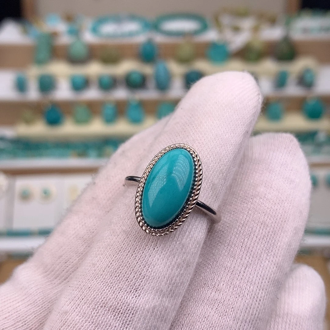 绿松石银S925镶嵌戒指