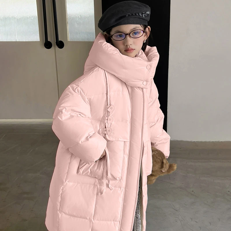 儿童羽绒服女童2024冬季韩版洋气冬装保暖加厚中大童装中长款外套