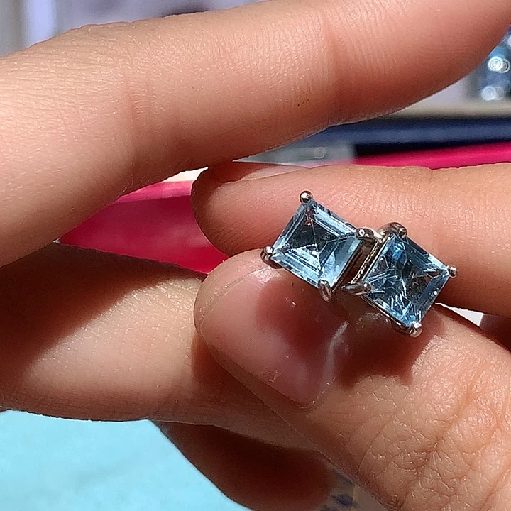 托帕石耳饰银S925镶嵌