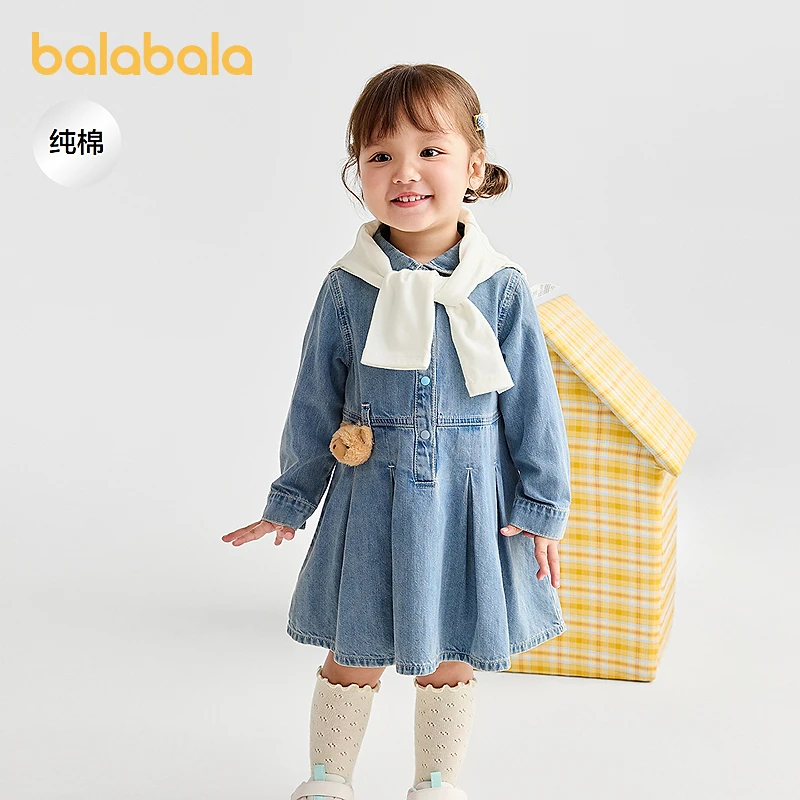 【商场同款】巴拉巴拉童装宝宝连衣裙女童牛仔裙2025秋新款A字裙