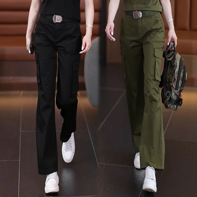 工装裤女小个子2025夏季新款宽松显瘦阔腿裤广场舞直筒高腰休闲裤