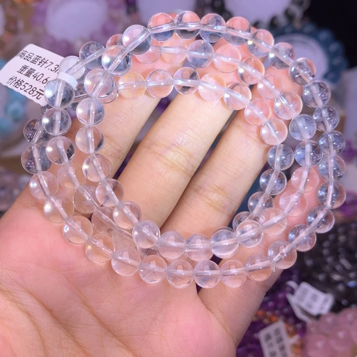 水晶手链未镶嵌高品蓝针水晶