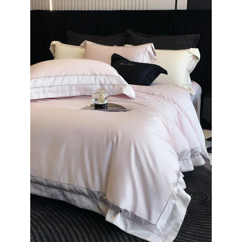 【豆爸专享】House Beautiful 全棉高精密色织宽边四件套/迷夜柏林