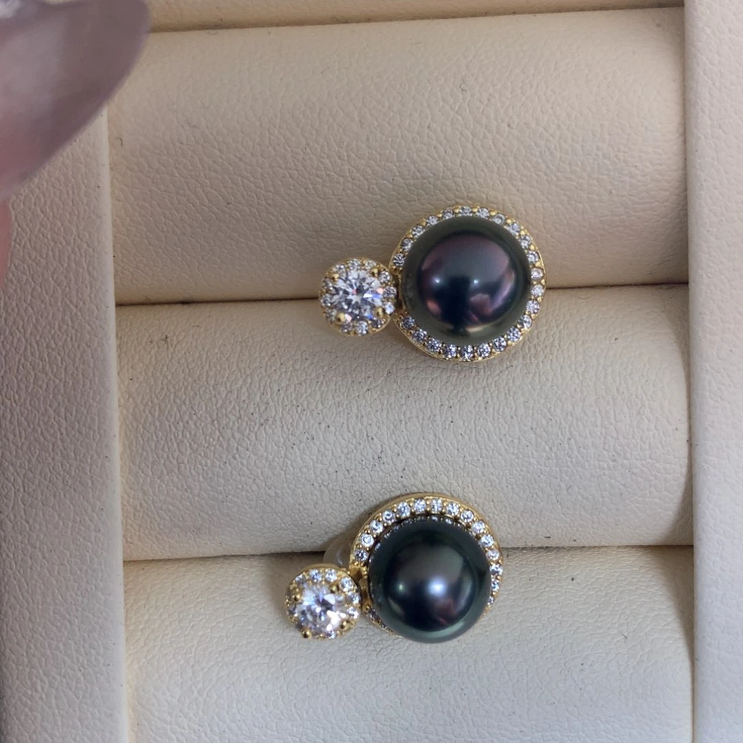 海水珍珠耳饰银S925镶嵌